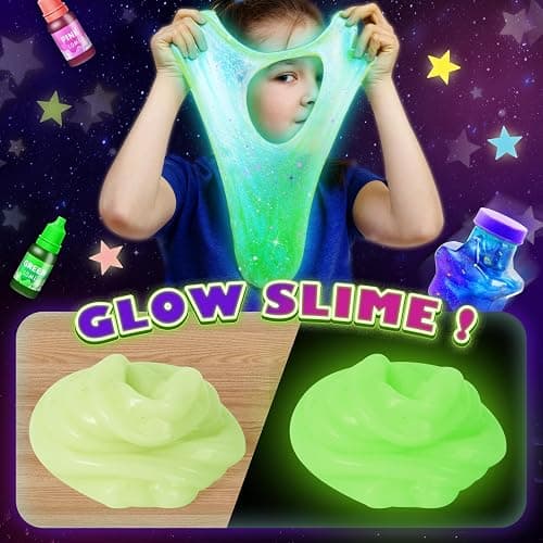 Galaxy Slime Kit for Boys Girls 8-10, BIENAN Slime Making Kit for Kids Ages 10-12, to Make DIY Glow, Metallic, Neon Colors, Galactic Slime, Ideal Birthday Christmas Easter Gift for Boys & Girls thumbnail 2