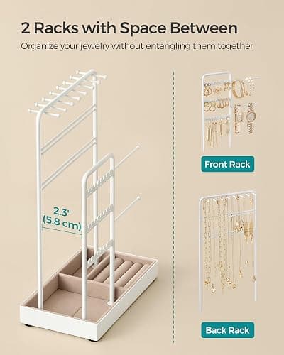 SONGMICS Jewelry Holder, Jewelry Organizer, Jewelry Display Stand with Metal Frame, Matte White UJJS021W01 thumbnail 4