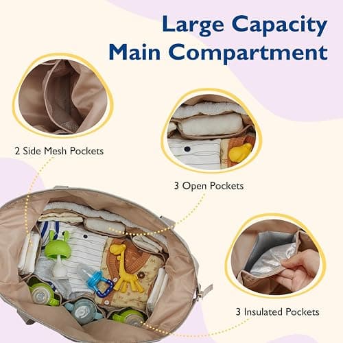 mommore Diaper Bag Tote, Large Capacity Travel Diaper bags, Hospital Bag for Labor Delivery, Baby Bag with Pacifier Case | Hospital Bag thumbnail 3
