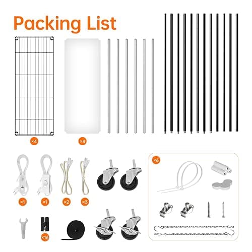 Bstrip Plant Shelf with Grow Light with Timer, Tall Plant Stand with Adjustable Rack and Wheels, 6 Pack T5 3FT Full Spectrum Grow Lights for Indoor Plants, Seed Starting, Seed Tray, 35.4"x13.8"x70.8" thumbnail 9