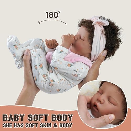 BABESIDE Lifelike Reborn Baby Dolls Black Girl- 17-Inch Realistic Newborn Baby Doll Real Life Baby Dolls with Clothes and Toy Gift for Kids Age 3+ thumbnail 3