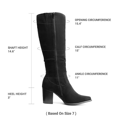 DREAM PAIRS Women's Slouchy Knee-High Chunky Heel Boots | 3-in Block Heel,Faux Suede Leather,Slouch Pull-on,Side Zipper,Pointed Toe,Comfortable Fall Winter Boots for Women thumbnail 4