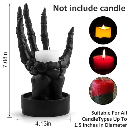 Halloween Decorations Indoor Skeleton Hand Ring Holder Tealight Candle Holder for Gothic Table Decor Jewelry and Earring Organizer Black thumbnail 3
