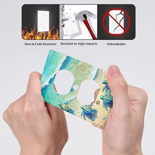 Beach Turtle Outlet Cover Wall Plate Electrical Outlets Switch Plate Decorative Faceplate for Bathroom Bedroom Kitchen Room Decor Wallplate 4.5 x 2.76 Inch thumbnail 4