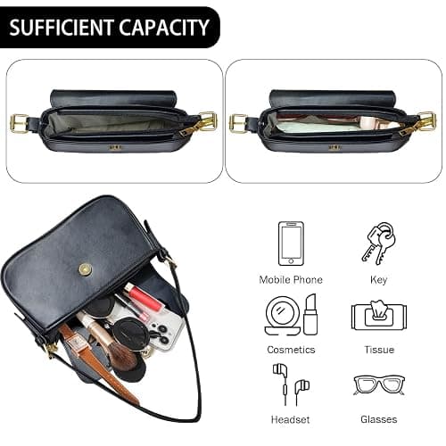 Shoulder Bag for Women, Small Purses Hobo Bags for Women, PU Leather Vintage Handbag with 2 Adjustable Shoulder Strap thumbnail 4