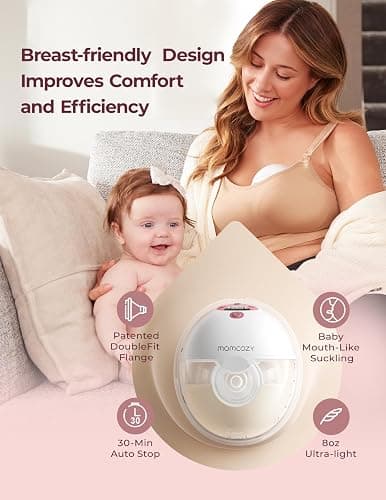 Momcozy M5 Smart APP Controlled Wearable Breast Pump, Hands-Free Wireless Electric Pump, 3 Modes 9 Suction Levels, BPA-Free, Portable Lightweight, 24mm Flange, 2-Pack Cozy Red thumbnail 5