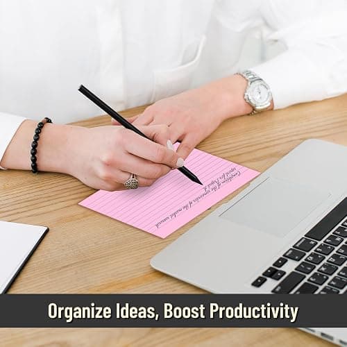 200 Pcs Index Cards 4 x 6 Inch Ruled Pink Index Cards, College Ruled Flash Cards for School, College, Office and Home Organization, Durable Study To Do List Note Cards with Ruled Lines, 5 Pack of 40 thumbnail 3