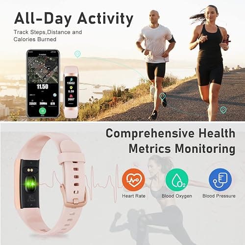 Fitness Tracker with Step Counter/Calories/Stopwatch, Activity Tracker, Health Tracker with Heart Rate Monitor, Sleep Tracker,1.10''AMOLED Touch Color Screen, Pedometer Watch for Women Men thumbnail 3