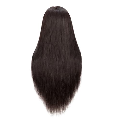 Hairginkgo Mannequin Head 26"-28" Synthetic Fiber Training Head Braiding Head Hair Styling Manikin Cosmetology Doll Head Hairdresser Training Model for Cutting Braiding Practice with Clamp 92022LB0220 - Black-2022 thumbnail 6