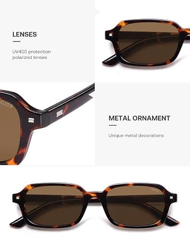 SOJOS Trendy Rectangle Polarized Sunglasses Womens Mens SJ2610 | Small Cute 90s Y2k Retro Fashion Vintage Sunnies Slim Thin Narrow Square Frames UV Protection TAC Lenses thumbnail 4