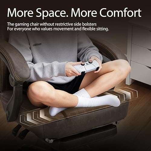 Dowinx Gaming Chair Breathable PU Leather Gamer Chair with Footrest Massage Lumbar Support, Big and Tall Ergonomic Reclining Computer Chair with Pocket Spring Cushion for Adults Teens (Brown) thumbnail 4