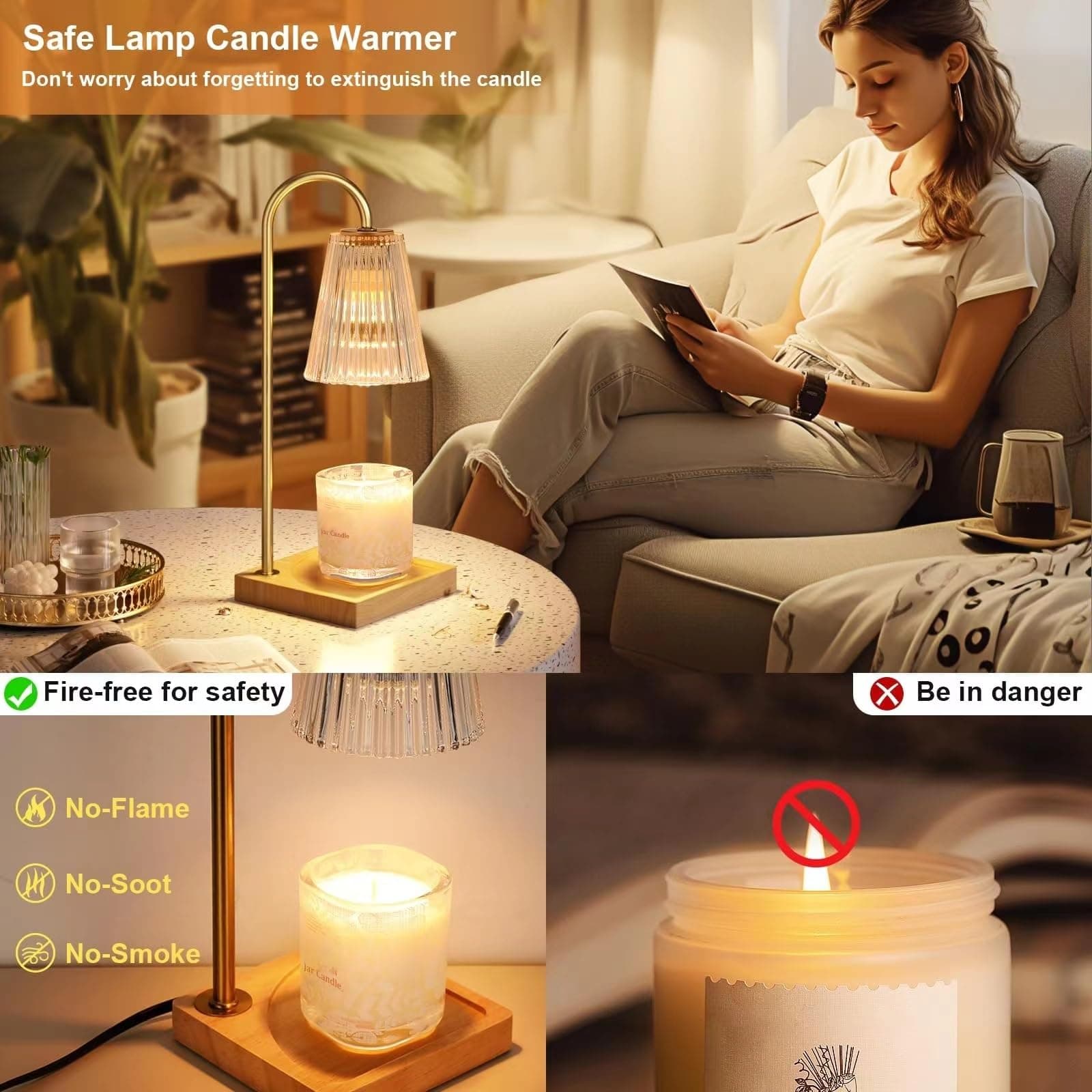Candle Warmer Lamp Australia, Table Lamp with Dimmable and Timer for Jar Candles with 2 Bulbs, Home Décor Products for Thanksgiving Christmas Mother's Day Birthday Women & Mom Gifts thumbnail 3