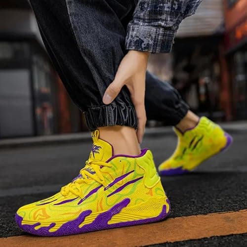 Wqsugnt Mens Multicolor High Top Basketball Shoes Non-Slip Breathable Running Shoes Fahsion Lightweight Outdoor Gym Sneakers thumbnail 5