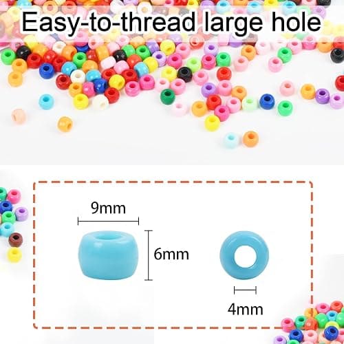 Simetufy 3600Pcs Pony Beads Bulk, 24 Assorted Colors Rainbow Plastic Beads for Hair Braiding Friendship Bracelets DIY Crafting Kandi Jewelry Making thumbnail 6