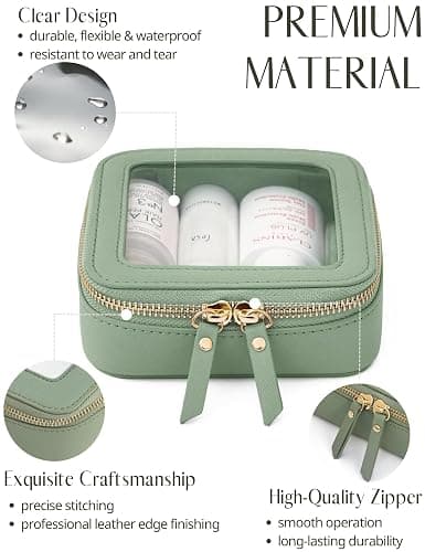 Popvibe Clear Makeup Bag Travel Cosmetic Case Transparent Toiletry Bag with Zipper, Portable Make Up Organizer Traveling Compact Car Bag for Essentials thumbnail 2