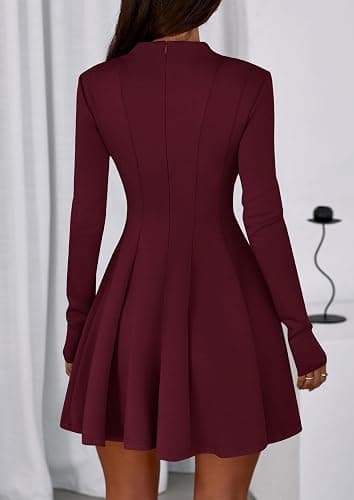 PRETTYGARDEN Fall Dresses for Women Elegant Classy 2025 Casual Long Sleeve Swing A Line Ruffle Short Homecoming Party Dress thumbnail 4