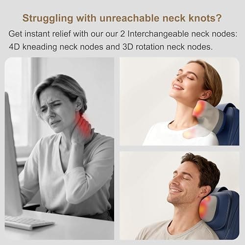 Rainwolf Shiatsu Neck and Back Massage Cushion with Heat - 4D Deep Tissue Kneading Full-Back Massager for Relief Fatigue, Adjustable Intensity & Height, for Office Chair & Home thumbnail 3