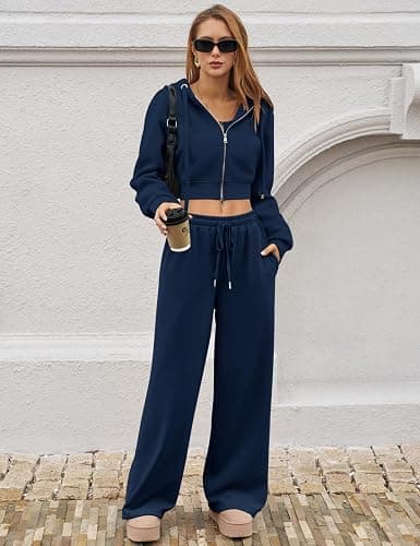 LOMON Women's Sweatpants Wide Leg Fleece Lined Sweat Pants Spring Winter Clothes 2026 Baggy Drawstring Joggers with Pockets thumbnail 6