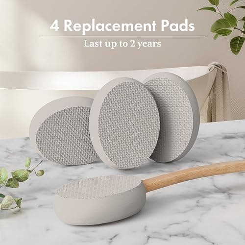 AmazerBath Lotion Applicator for Back, Feet, 4 Replaceable Pads with Long Handle, Back Sunscreen Applicator for Elderly, Women, Apply Cream Medicine Skin Cream Moisturizer Sunscreen Tanner, Gray thumbnail 6