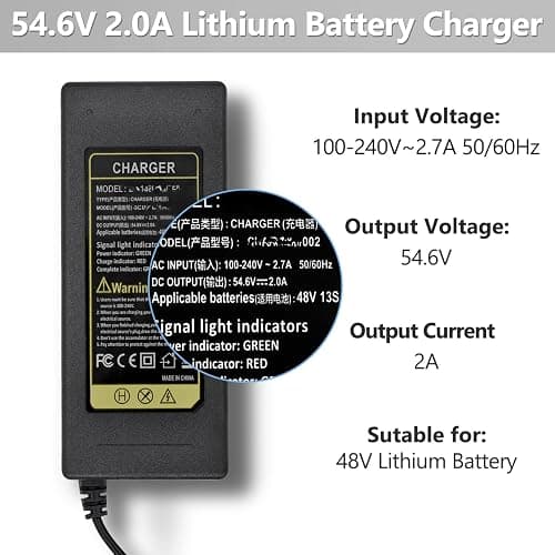 54.6V 2A Fast Charger 7 in 1 Plugs Universal for 48V 13S Lithium Batteries, Pinkind 48V Li-ion Battery Charger Replacement for Razor, Jetson, Voyage, Gotrax, Ninebot,Segway, Hiboy and More thumbnail 3