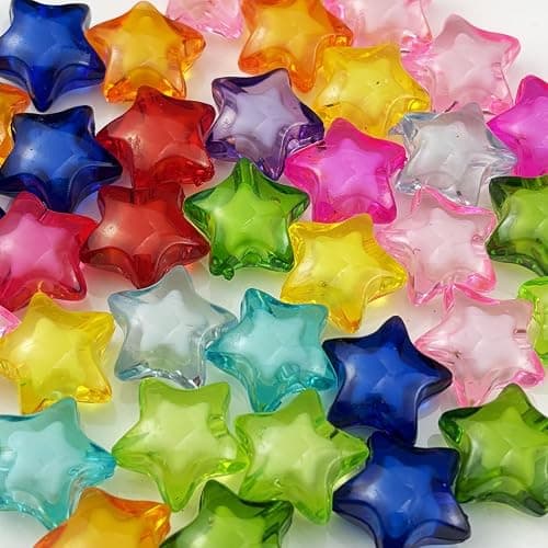 Pinhoollgo 50pcs 18mm Acrylic Star Beads Spacer Beads for DIY Jewelry Making Bracelet Necklace Key Chains Handmade Craft(Mix Colors) - Image 1