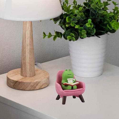 Refintural Miniature Frog Figurines - Funny Frog Sculpture for Shelf, Desk Decoration - Frog Desk Accessories - Perfect Cute Frog Gift for Frog Lovers(Pink Sofa) thumbnail 5