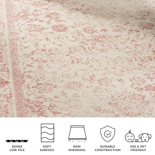 SAFAVIEH Adirondack Collection Area Rug - 5'1" x 7'6", Ivory & Rose, Distressed Vintage Floral Design, Non-Shedding & Easy to Clean, Ideal for Living Room, Bedroom, Dining Space (ADR109H) thumbnail 3
