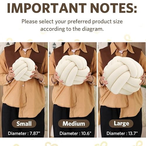 Sioloc Soft Knot Ball Pillows, Throw Cushion Home Decoration Plush ,Throw Knotted Handmade Round Plush Pillow (7.8inches,Ivory） thumbnail 7