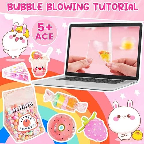ZiZa Cute Bunny Nano Tape Bubble Kit for Kids, Nano Tape Squishy Maker Making Kit, Christmas Birthday Arts and Crafts Gifts Toys for Girls, Step by Step Video Tutorials thumbnail 8