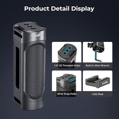 SmallRig Mini Camera Side Handle with NATO and 1/4"-20 Screws Installation Options, for Left and Right Hand, with 1/4"-20 Threaded Holes, Wrist Strap Holes, Cold Shoe, Up and Down Adjustable thumbnail 3