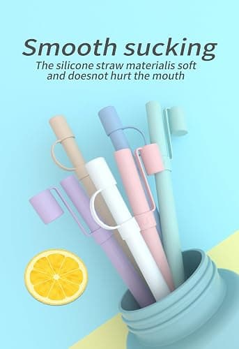 Reusable Replacement 12 inch Long Silicone Straw With Cover, Stocking Stuffers Gifts for Women Men Teens Girls Boys, Compatible with Stanley Tumbler Cup Accessorie 40 oz 30 oz (6 Pack) thumbnail 3