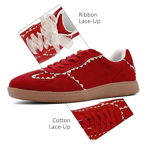 UBWDU Lace Fashion Ballet Sneakers for Women – Trendy Cute Crochet Ribbon Lace-Up Casual Spring Shoes thumbnail 5