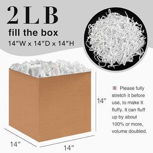 Corlcol 2LB Crinkle Cut Paper Shred Filler for Bag Gift Box Basket Confetti Paper Shreded Stuffing Decoration for Valentine's Day Holiday Party(White) thumbnail 2