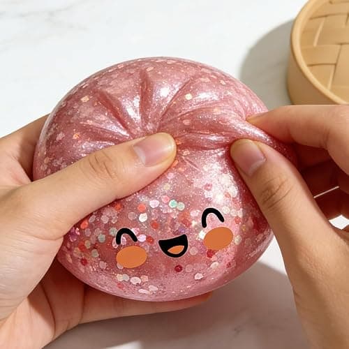 mogizui Realistic Steamed Bun Squeeze Toy, Soft TPR Stress Reducer and Sensory Fidget Tool with Mini Steamer Case, White, 1 Set, for Kids and Adults Beige thumbnail 2