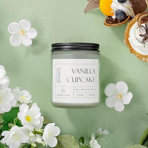 Molensun Vanilla Cupcake Scented Candle, Mother's Day Gifts, Aromatherapy Jar Candles, 7 oz Long Lasting Candles, Soy Wax Candle Gift for Women thumbnail 4