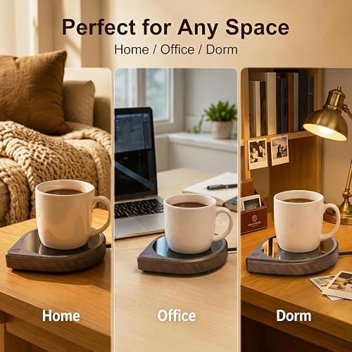 COANTO Coffee Mug Warmer for Desk, Electric Beverage Warmer with 3 Temperature Settings, 4H Auto Shut Off, Coffee Cup Warmer Plate for Flat-Bottom Mugs, Coffee Tea Cocoa Warmer, Wood Grain thumbnail 8