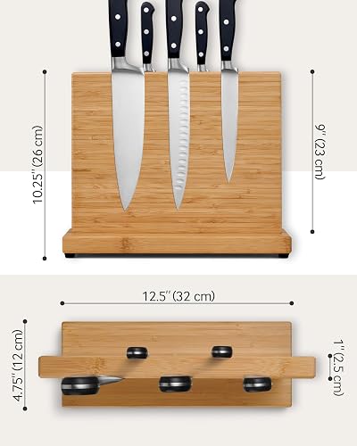 LARHN Magnetic Knife Block for up to 23cm (9″) Knives - Powerful Double-Sided Wooden Magnetic Knife Holder for Easy-Access Kitchen Knife Storage - Supplied Without Knives thumbnail 2