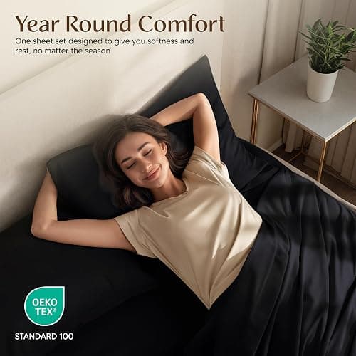 Utopia Bedding Queen Sheet Set – 4 Piece Bed Sheets for Queen Size Bed, Soft and Breathable Microfiber, Includes 1 Fitted Sheet, 1 Flat Sheet and 2 Pillowcases (Black) thumbnail 4