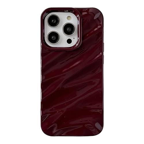 Caseative for iPhone 15 Pro Case,Water Ripple Pattern Curly Wave Shape Soft Compatible with iPhone Case (iPhone 15 Pro,Wine Red) - Image 1