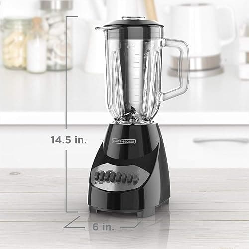 BLACK+DECKER Countertop Blender with 5-Cup Glass Jar, 10-Speed Settings, Black, BL2010BG thumbnail 3