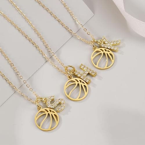 Drogomen Basketball Necklace for Women Girls Personalized Basketball Pendant Necklace with Initial A-Z Letters Christmas Graduation Birthday Gifts for Team Players Lovers thumbnail 6
