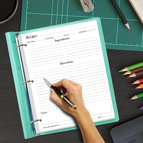 Blank Recipe Paper for A4 Binder - 3 Hole Recipe Book Paper Refills for Saving Recipes, 50 Sheets/100 Pages, 100gsm, White, 8.5'' x 11'' thumbnail 4