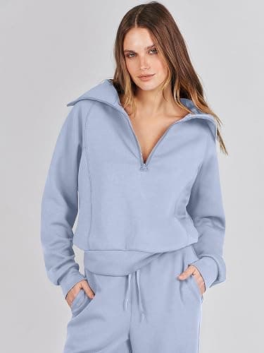 ANRABESS Women 2 Piece Outfits 2025 Fall Fashion Airport Wide Leg Pants Lounge Set Leisure Travel Vacation Clothes Sweatsuits thumbnail 5