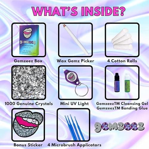 Gemzeez: The Original DIY Temporary Tooth Gemz Starter Kit (Crushed Ice) and 1,000 Gemz thumbnail 2