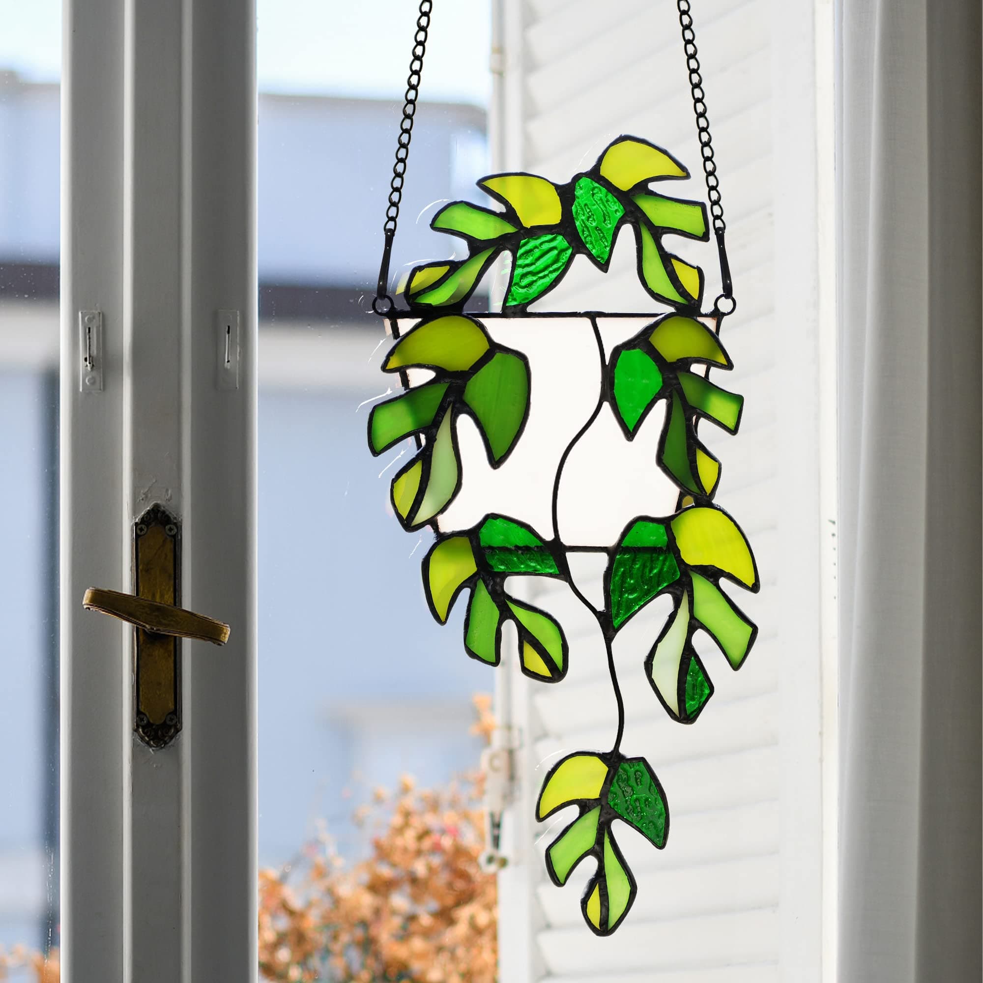 BOXCASA Variegated Monstera Stained Glass Window Hangings,Monstera Suncatcher Leaf Decor Plant Wall Art,Monstera Leaf Ornaments Gift for Mom - Monstera Leaf a thumbnail 6
