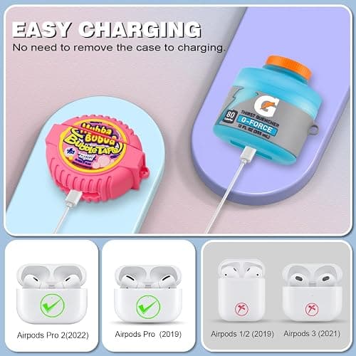 [3-Pack] for AirPods Pro 2 Case Cute, Funny Airpod Pro 2 Case Food 3D Cartoon Silicone Cover Compatible for AirPods Pro 2nd Gen Cases with Cleaner Pen (Sport Water+Purple Potato+Bubble Gum) thumbnail 3