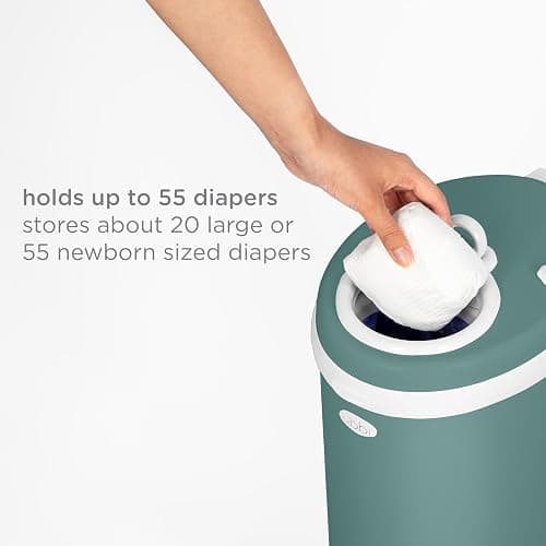 Ubbi Stainless Steel Diaper Pail, Odor Locking, No Special Bag Required, Award-Winning, Registry Must-Have, Open Water thumbnail 7