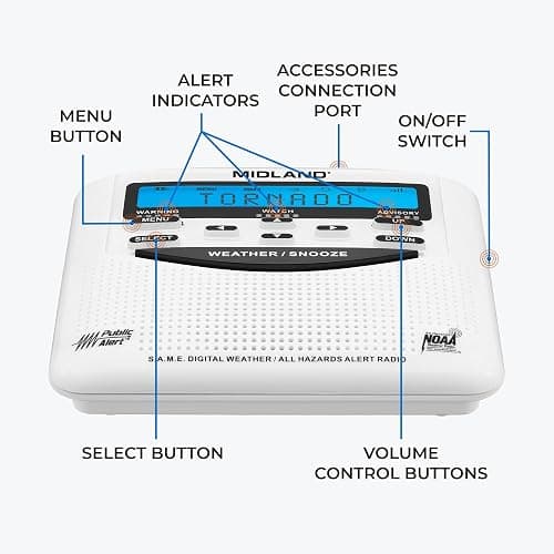 Midland - WR120B - NOAA Emergency Weather Alert Radio - Localized Programming, Trilingual Display, 60+ Emergency Alerts, Alarm, Selectable Alert Tone thumbnail 6