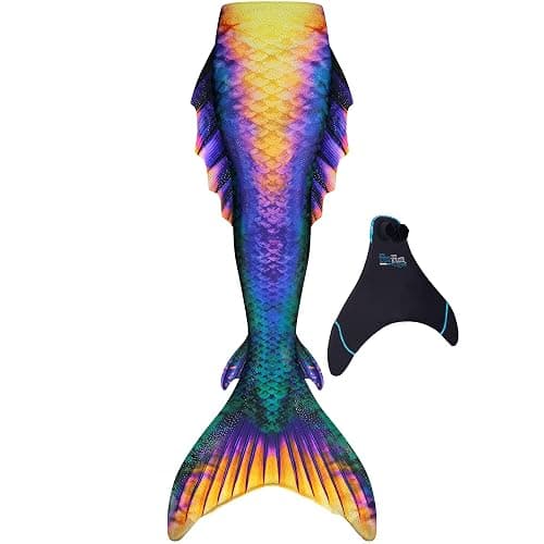Fin Fun Atlantis Mermaid Tail with Monofin, 3D Fins | Swimmable tail with reinforced tips, 3D side & back fins; sun-resistant fabric for ages 6+ - Image 1