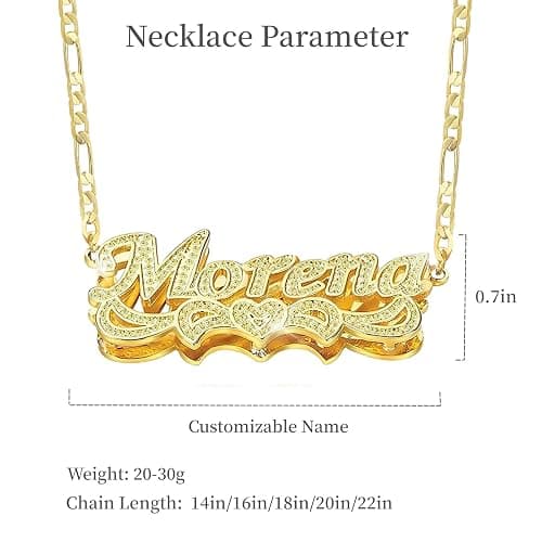 CNPUIEIL Double Plated Name Necklace Personalized Name Plate Necklaces Custom Name Necklace with Heart 18k Gold Plated Nameplate Customized Name Necklaces for Women thumbnail 9
